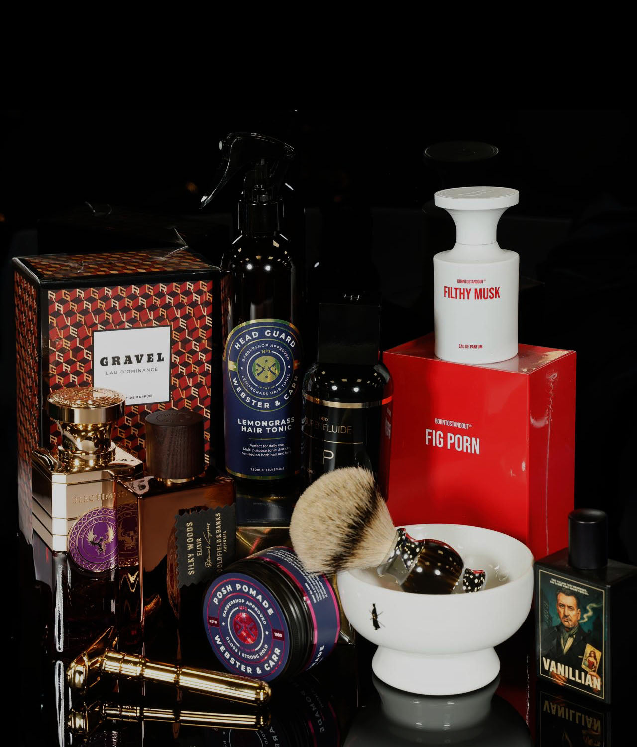 Fragrance bottles on the Webster & Carr shop shelf in Gosforth